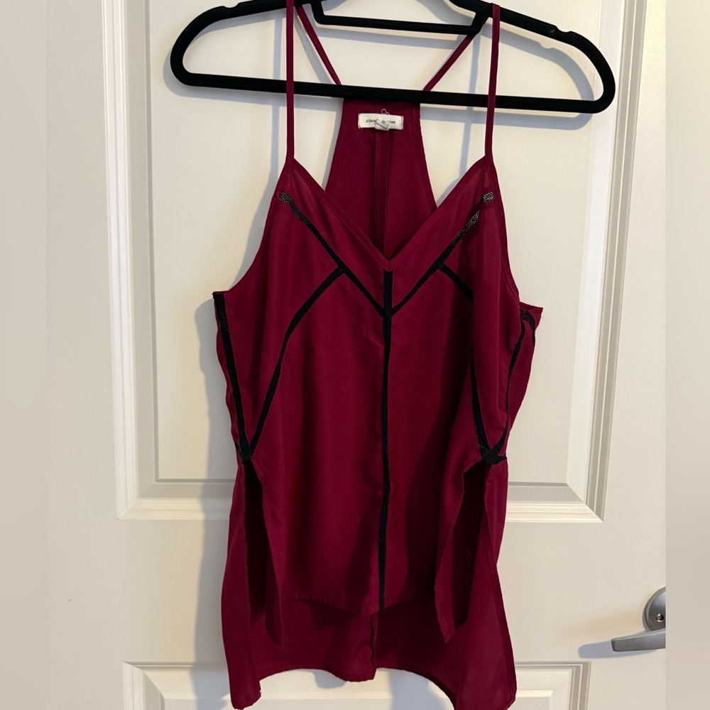 Silence + Noise Burgundy Cut Out Blouse